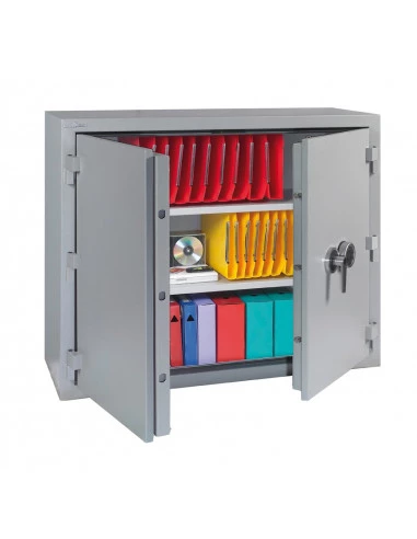 armoire-de-securite-Armoire Ignifuge Papier 30 Minutes Stop Fire 450 Serrure À Clés + Combinaison 4 Tubes Compteurs-1